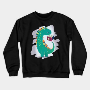 Cute Dinosaur Book Reading Crewneck Sweatshirt